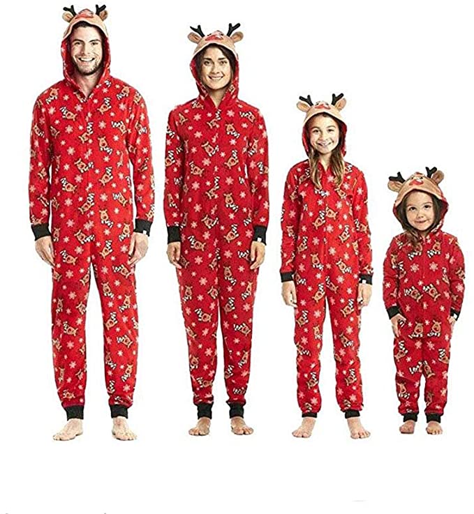 Pijamas Navidad Familiares Iguales Pareja Reno Fossen MuRope 2 Piezas Pijamas Navidad Familia 2020 Papá Mamá Niño Pijama Familiar a Juego 